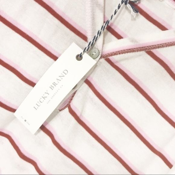 Lucky Brand Striped Knit Cotton Modal Button Detail Tank Top Size Medium - Picture 6 of 6